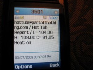 Text message from the hot tub